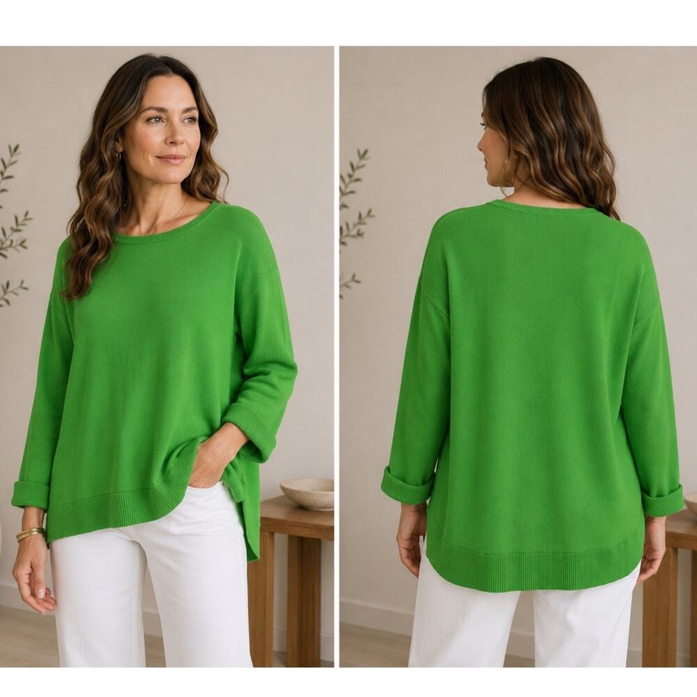 Gretchen Scott Green Lightweight Tunic Sweater Medium